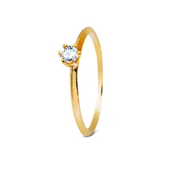 Anel Solitário Ouro 18K E Zircônia Classic