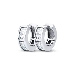 Brinco Argola Click Cravejada Banho de Ródio M