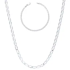 Conjunto Prata Masculino Elos Iguais 2mm