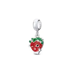 Berloque Prata Art Collection Infantil Morango Esmaltado