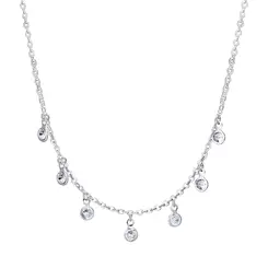Colar Prata Leve Com Zircônias Penduradas
