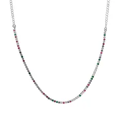 Choker Prata Leve Rivieira Pedras Coloridas
