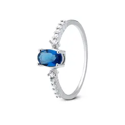Anel Prata Zircônia Oval Cravejado