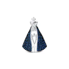 Pingente Prata Nossa Senhora Aparecida Zircônias 3,3cm