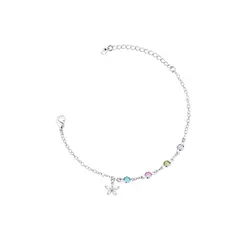 Pulseira Prata Leve Petit Flor Colorida