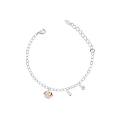 Pulseira Prata Leve Infantil Cachorrinho Esmaltado