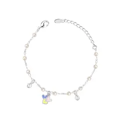 Pulseira Prata Leve Infantil Três Corações