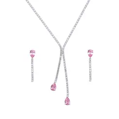 Conjunto Banho De Rodio Gota Com Zircônias