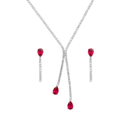 Conjunto Banho De Rodio Gota Com Zircônias