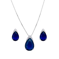Conjunto Banho De Rodio Gota Com Zircônias
