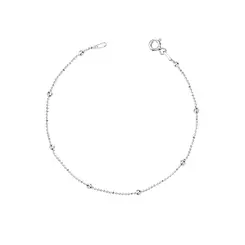 Pulseira Prata Malha Pipoca com Bolinha 18cm