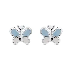 Brinco Prata Leve Borboleta Azul