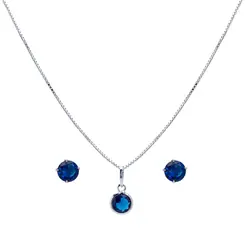 Conjunto Prata Redondo Zircônia Pequena