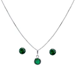 Conjunto Prata Redondo Zircônia Pequena