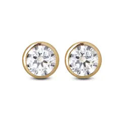 Brinco Ouro 18K Cravação Inglesa Zircônia