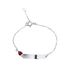 Pulseira Prata Infantil Placa Com Coração De Zircônia