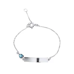 Pulseira Prata Infantil Placa Com Coração De Zircônia