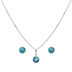 Conjunto Prata Redondo Zircônia Pequena