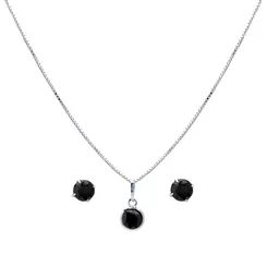 Conjunto Prata Redondo Zircônia Pequena