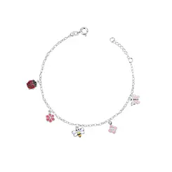 Pulseira Prata Primavera Borboleta Abelha Joaninha