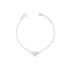 Pulseira Prata Coração e Espírito Santo