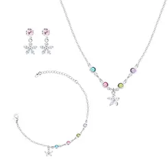 Conjunto Prata Leve Petit Flor Colorida