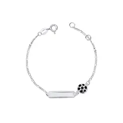 Pulseira Prata Infantil Placa Bola