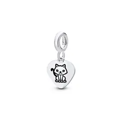 Berloque Prata Art Colection Coração Com Gatinho