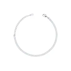 Pulseira Prata Leve Riviera Grossa Pedras Brancas