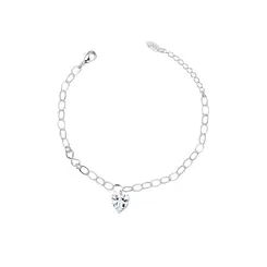 Pulseira Prata Leve Coração Zircônia Grande