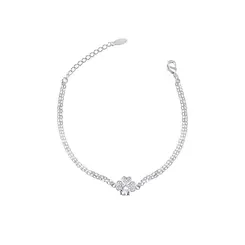 Pulseira Prata Leve Trevo Quatro Folhas