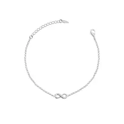 Pulseira Prata Leve Infinito com Zircônias