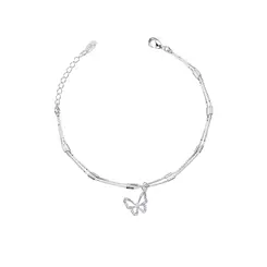 Pulseira Prata Leve Borboleta com Zircônias