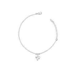 Pulseira Prata Leve Coração em Zircônia