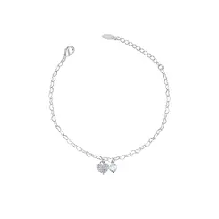 Pulseira Prata Leve Coração Pixel com Zircônias