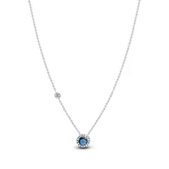Gargantilha Prata Leve Clássica com Zircônia Azul