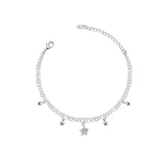 Pulseira Prata Leve Estrela com Zircônias