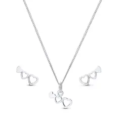 Conjunto Prata Três Corações