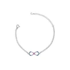 Pulseira Prata Leve Infinito Colorido