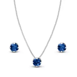 Conjunto Prata Leve Zircônias Azul