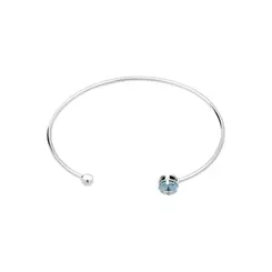 Bracelete Prata Leve Ponto Luz Azul Claro