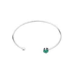 Bracelete Prata Leve Ponto Luz Verde