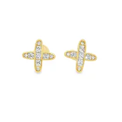 Brinco Folheado a Ouro 18k Cruz com Zircônias