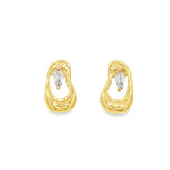 Brinco Folheado a Ouro 18k Orgânico com Zircônia