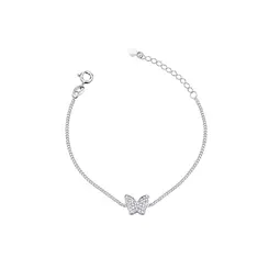 Pulseira Prata Borboleta com Zircônias