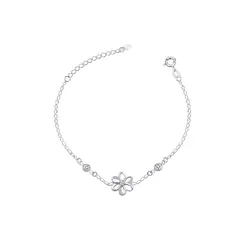 Pulseira Prata Flor com Zircônias