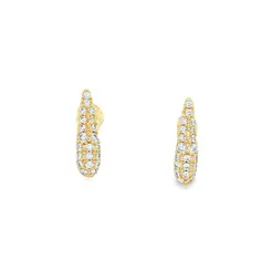 Brinco Folheado a Ouro 18k Reto Cravejado Zircônias