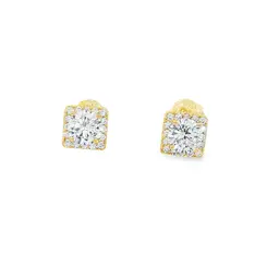Brinco Folheado a Ouro 18k Quadrado Cravejado Zircônias