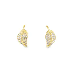 Brinco Folheado a Ouro 18k Folha Cravejada