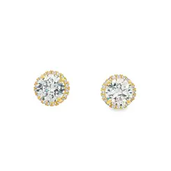 Brinco Folheado a Ouro 18k Redondo Clássico com Zircônias